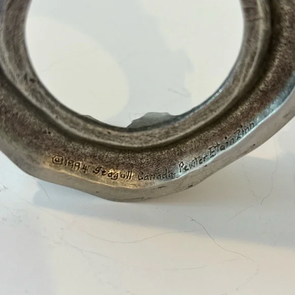 Vintage pewter holiday themed candle holder SET by Seagull Canada 1994 - Picture 8 of 14